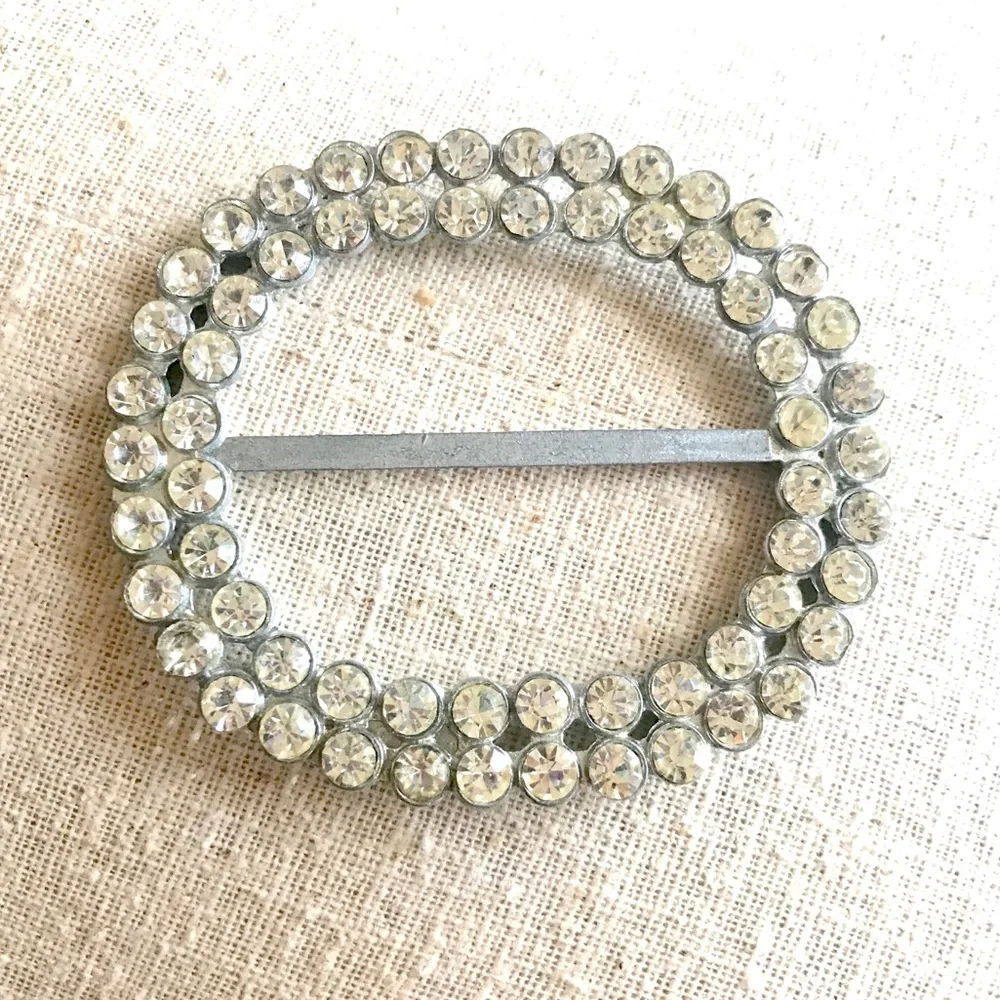 Vintage Buckle Rhinestone Scarf Slide Accessories